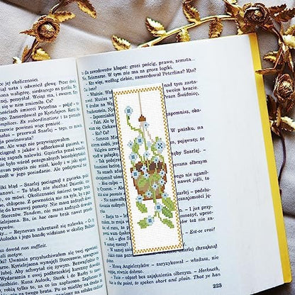 FREEBLOSS 6 Set Cross Stitch Bookmark Kit Flowers Patterns Stamped Cross Stitch Kit with Instruction Embroidery Kit for Adults Beginners Reading Gift 8''x2.4'' - Image 5