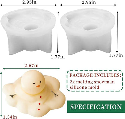 Wehous 2PCS Christmas Candle Molds, Cute Melting Snowman 3D Resin Mold for Making, Ornament for Soap Wax Epoxy Resin Cake Chocolate Decoration