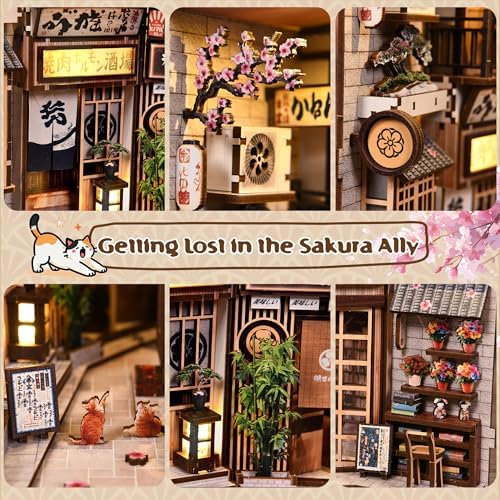 DIY Book Nook Kit with LED Lights | 3D Puzzles for Adults & Teens, Miniatures and Model Building Kits for Bookshelf Decor, Relaxing & Creative Gift for Craft Lovers | Sakura Alley - Image 5