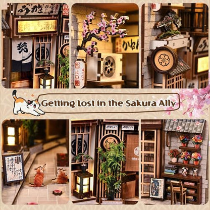 DIY Book Nook Kit with LED Lights | 3D Puzzles for Adults & Teens, Miniatures and Model Building Kits for Bookshelf Decor, Relaxing & Creative Gift for Craft Lovers | Sakura Alley - Image 5