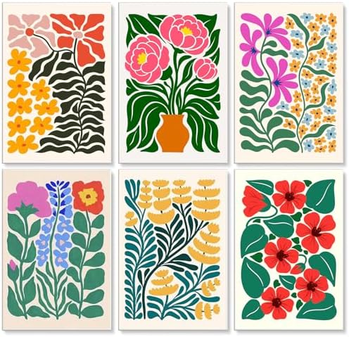 6 Pack Paint by Numbers Kit for Adults, Flowers Number Painting, 8x12 Inch by GEEHEIY