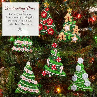 Bucilla, Felt Applique 18" Stocking Making Kit, Holiday Knitting, Perfect for DIY Arts and Crafts - Image 5