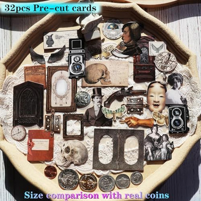 CATaireen Vintage Junk Journal Items Kit Pre Cut Paper Cards Cutout Cardstock Art Aesthetic Decor Hollow Out Craft Elements Small Embellishments Supplies for Adults Scrapbook Pack (Characters) - Image 3