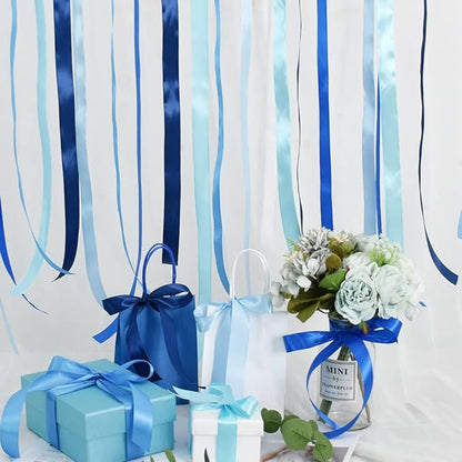 TONIFUL 1 Inch x 125 Yards 5 Colors Satin Ribbon Rolls, Mixed Blue Color Set Fabric Ribbon for Gift Wrapping Embellish Wedding Birthday Party Decoration Bow Making Floral Craft Sewing（Blue）
