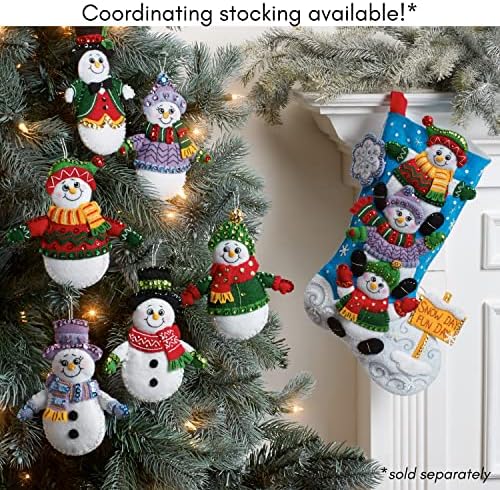 Bucilla Felt Applique 6 Piece Ornament Making Kit, Snow Much Fun, Perfect for DIY Arts and Crafts, 89492E - Image 5