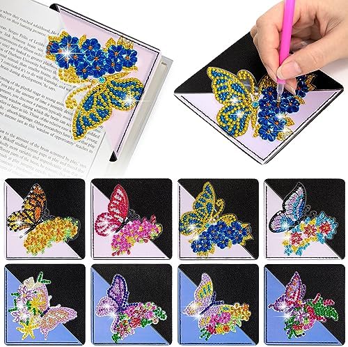 WIVICO 8Pcs Diamond Painting Bookmarks, Diamond Pearl Art Kits for Adults by WIVICO