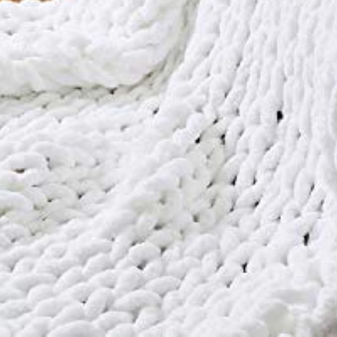 ERLYEEN Chenille Chunky Yarn Super Bulky Soft Thick Fluffy Jumbo Giant Washable Polyester Big Yarn DIY for Arm Knit Blanket Cushion Bed Sofa Home Decor,White,4.4LB