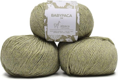 100% Baby Alpaca Yarn Wool Set of 3 Skeins (150 Grams) DK Weight - Made in Peru - Heavenly Soft and Perfect for Knitting and Crocheting (Soft Mint, DK)