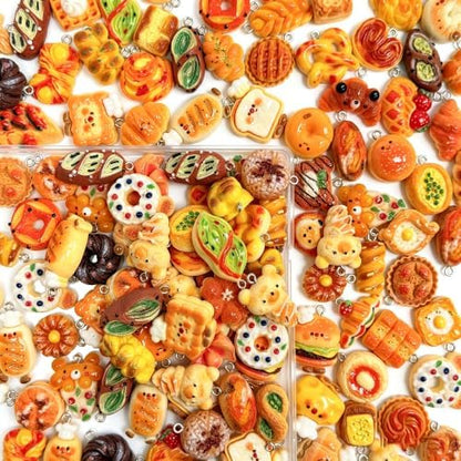Food Charms Bulk, 152PCS Kawaii Pastel Resin Jewelry Making Kit with Lobster Clasps, Earring Hooks, Bead Necklaces & Jump Rings for Kandi Bracelets, Earrings, Necklaces, Keychains - Image 6