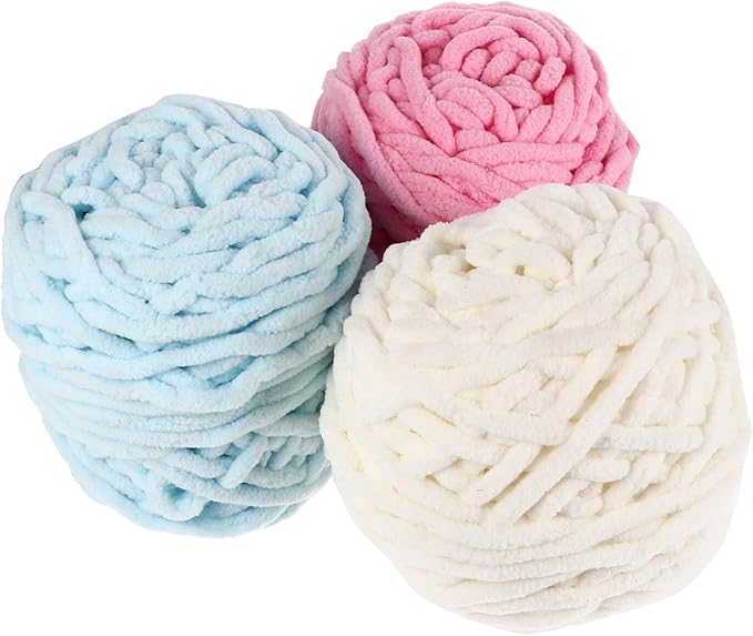 Zerodeko 3 Pcs Woolen Yarn DIY Handcrafts Materials Comfortable Cotton Blend Knitting Wool for Sweaters Scarves Hats Craft Supplies in Pink