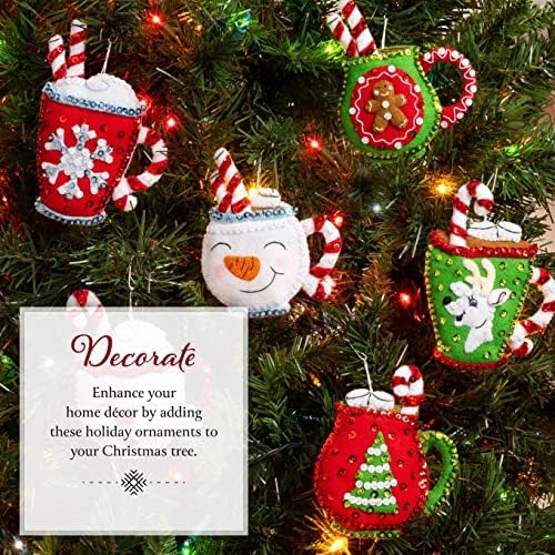 Bucilla Felt Applique 6 Piece Ornament Making Kit, Cozy Christmas, Perfect for DIY Arts and Crafts, 89639E - Image 4