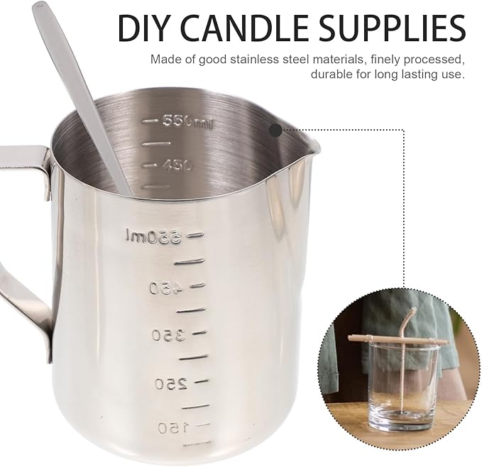 EXAOMBLE Candle Making Material with Handle Wax Melting Cup for DIY Candle Crafting Multipurpose Wax Pouring Pot Soap for Creative DIY Projects