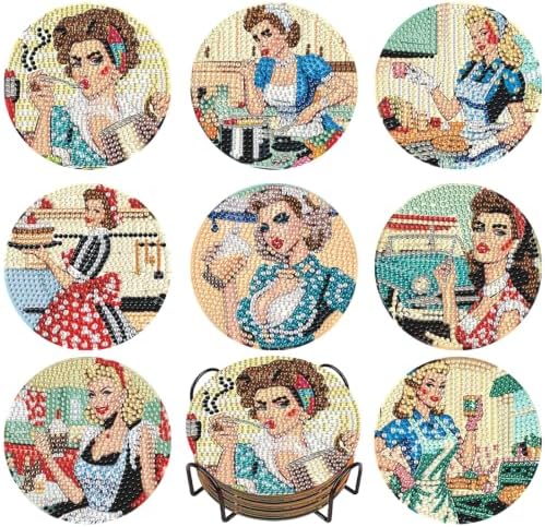 DOTZSO Diamond Art Coaster Kit 8Pcs Diamond Painting Coasters Kit 4×4in by DOTZSODiamondPainting