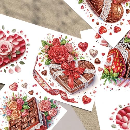 TDFERAN 6 Pack Diamond Art Kits for Adults Christmas Card Blank Cards Blank Greeting Cards Diamond Painting Note Cards with Envelopes Friendship/Anniversary Cards Thanks Cards Christmas Cake - Image 5