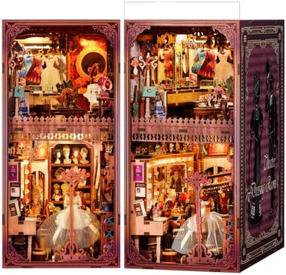 fifijoy DIY Book Nook Kit - DIY Miniature Dollhouse for Adults, 3D Wooden Puzzle Bookend Bookshelf Insert with Yellow Light, Unique Gift for Family and Friends (Theatre Dressing Room) by fifijoy