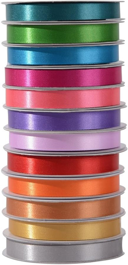 3/8 inch Satin Ribbons Assorted Colors (Solid Bright)
