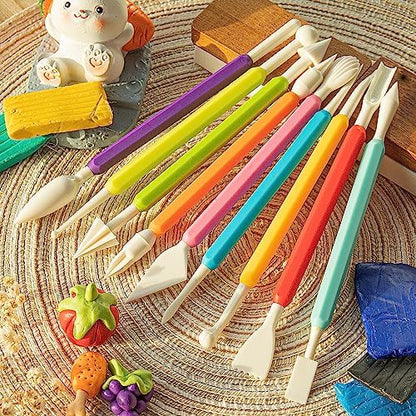 UUSYCUN 9PCS Clay Tools for Kids & Adult, UUSYCUN Plastic Air Dry Clay Tool Kit, Double-Head Sculpting Tools for Pottery, Polymer, Air Dry Clay, Modeling, Shaping, Cake Decoration - Image 6