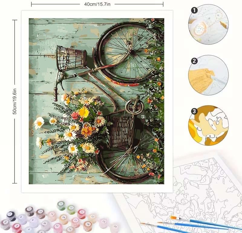 GEMOUJ Bicycle Paint by Numbers Kits for Adults Beginners Flower Number Kits on Canvas,DIY Easy Flower Oil Painting Kits,Home Wall Decor 16 X 20 Inch - Image 5