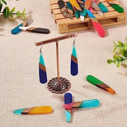 FASHEWELRY 20Pcs Teardrop Resin Wood Earrings Charms Drop Wooden Earring Blanks Earring Findings Bohemian Wooden Earring Pieces for Jewelry Making - Image 3