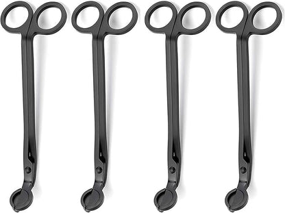 Aroparc Candle Wick Trimmer Cutter, 7 Inch Bulk Wick Candle Accessories, Candle Care Wick Clipper Cutter, Scissors - Black 4PCS