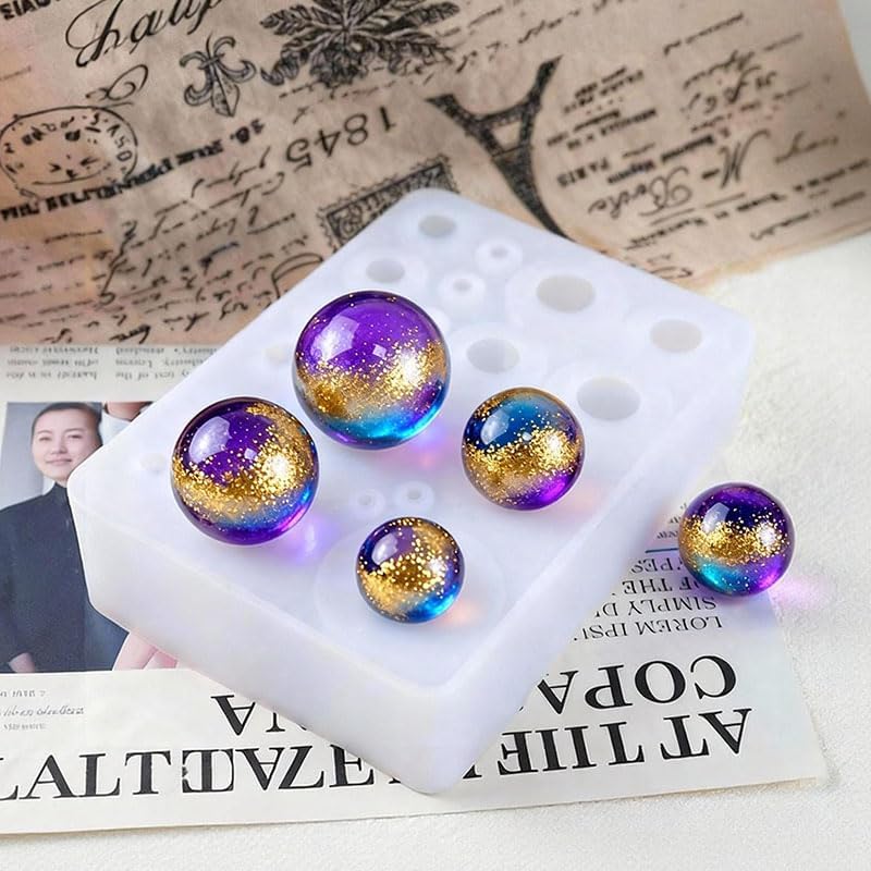 Sphere Silicone Molds for Resin,Seamless Sphere Resin Molds Silicone,Resin Bead Mold,Small Resin Molds for Jewellery Making,Pendant and and DIY Gifts,for resi n Casting(20Cavity Sphere Molds) - Image 3