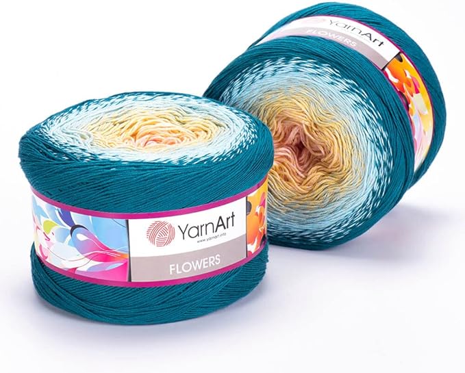 2 Skein/Pack Yarnart Flowers Gradient Yarn, Each Ball 8.8 Oz (250gr) / 1094 Yards (1000m), 55% Cotton 45% Acrylic, Superfine Fingering Weight for Knitting and Crochet, 270 - Light Blue Pink