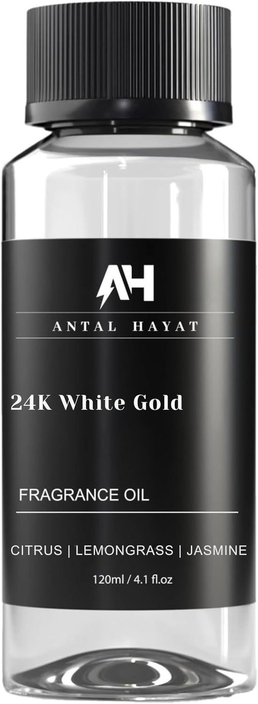 24K Diffuser Essential Oil Scent - Luxury Hotel Inspired Aromatherapy Scent Diffuser Oil - Hints of Zesty Citrus, Floral Jasmine, & Delicate Lily - for Essential Oil Diffusers - 120mL