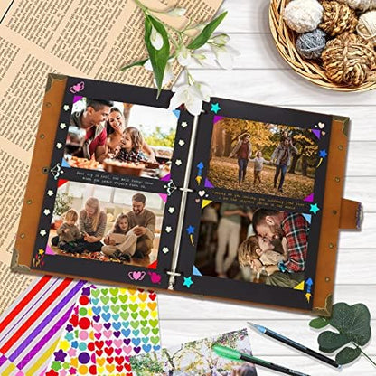 ZEEYUAN DIY Scrapbook Leather Scrap Book Photo Album 60 Pages, Mothers Day Gifts for Mom Scrapbook Photo Album Vintage Travelling Journal Scrap Book - Image 4