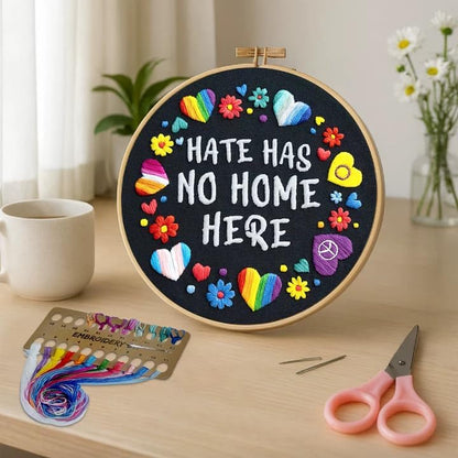 Nuberlic Embroidery Kit for Beginners - LGBT Love Pattern Adults Starter Cross Stitch Kit DIY Needlepoint with Hoop, Pre-Printed Fabric, Threads & Step-by-Step Guide - Image 2
