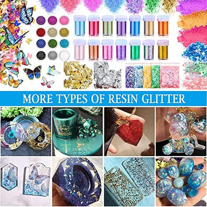 Myzzxt Resin Decoration Accessories Kit,Supplies Kit for Beginner,with Dried Flowers,Butterfly Stickers,Mica Powder and Fillers,Measuring Cups Tool Kit,for Resin Jewelry Making - Image 6