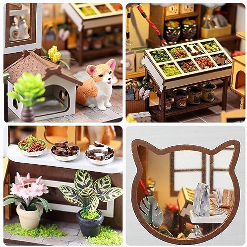 GuDoQi DIY Miniature House Kits, DIY Miniature Dollhouse Kit with Furniture, Tiny House Kits 1:24 Scale, Creative DIY Crafts for Adults, Christmas Day Birthday Gifts, Pet Shop - Image 3