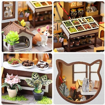 GuDoQi DIY Miniature House Kits, DIY Miniature Dollhouse Kit with Furniture, Tiny House Kits 1:24 Scale, Creative DIY Crafts for Adults, Christmas Day Birthday Gifts, Pet Shop - Image 3
