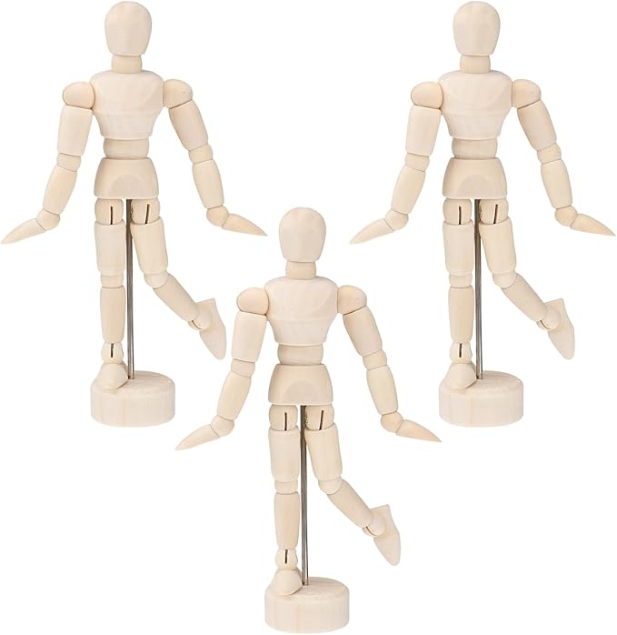 VICASKY Wooden Mannequin Drawing Dolls 12pcs Artists Jointed Figure Model 4. 5 Inches Artist with Stand for Or Desktop Decor