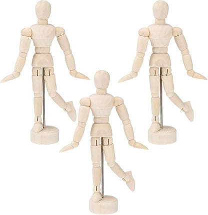 VICASKY Wooden Mannequin Drawing Dolls 12pcs Artists Jointed Figure Model 4. 5 Inches Artist with Stand for Or Desktop Decor