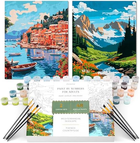 Beautiful Paint By Number Kit for Adults - Painting Set with 2 Canvases by ZICOTO