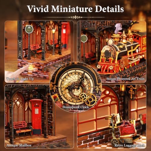 Book Nook Kits for Adults, 3D DIY Miniature Wooden Puzzle with LED Light, Adult Crafts Kits, House Bookshelf Decor, 231 Pieces Model Building Gift for Adults & Teens (Zero Platform) - Image 6