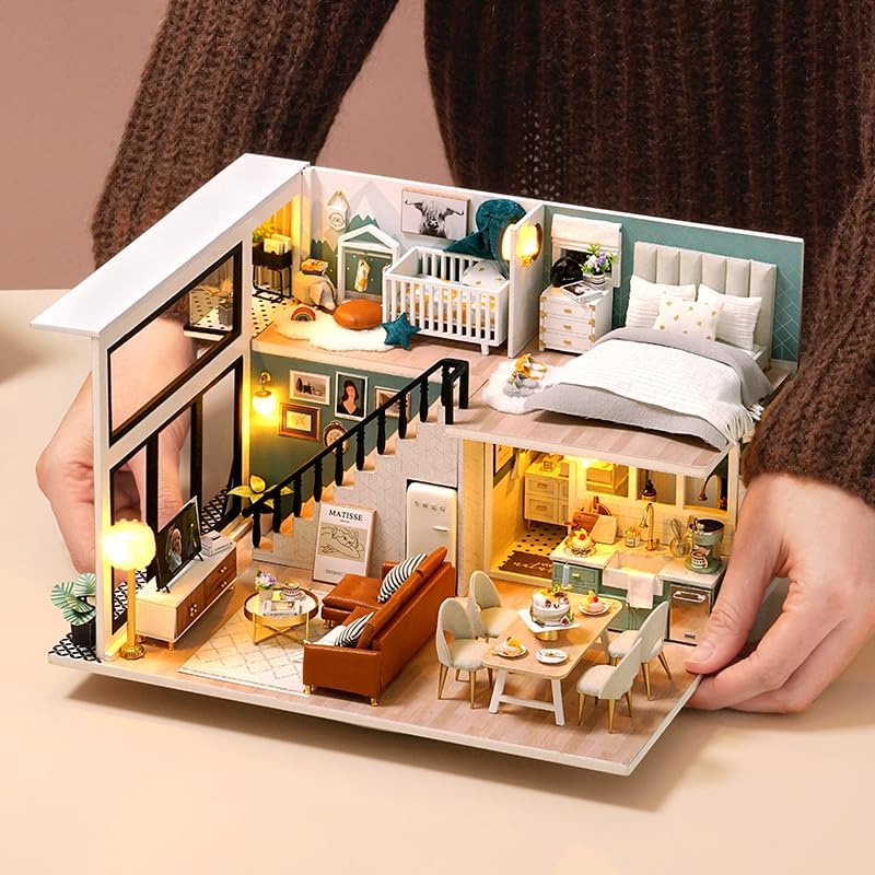 Flever Dollhouse Miniature DIY House Kit Creative Room with Loft Apartment Scene for Romantic Artwork Gift (Comfortable Life) - Image 6