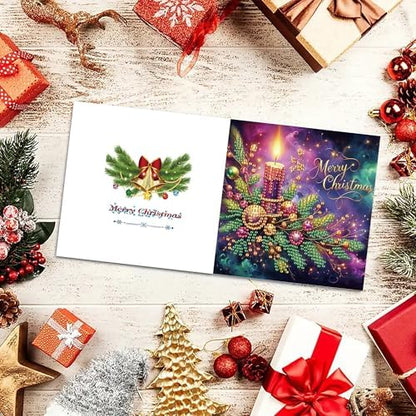 DIZAKIM 6-Piece Christmas-Themed Diamond Painting Greeting Card Set, DIY 5D Diamond Art Mosaic Christmas, Creative Handmade Postcards - Image 6