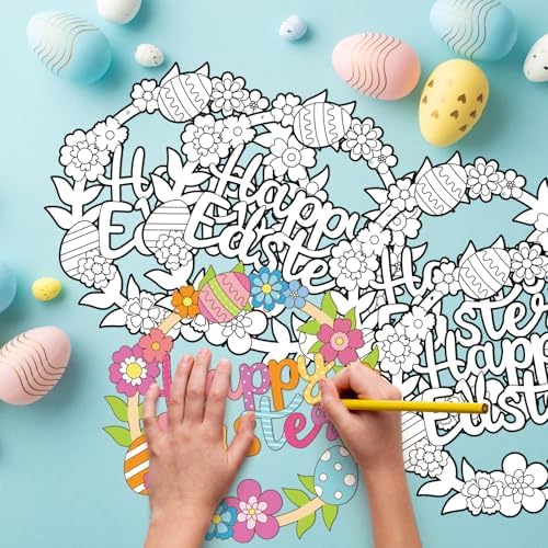 Sereliy 24 Pcs Easter Coloring Wreath Crafts, Color Your Own Easter Crafts, DIY Paper Eggs Wreath for Home Activities Games. (Egg.24PCS) - Image 4