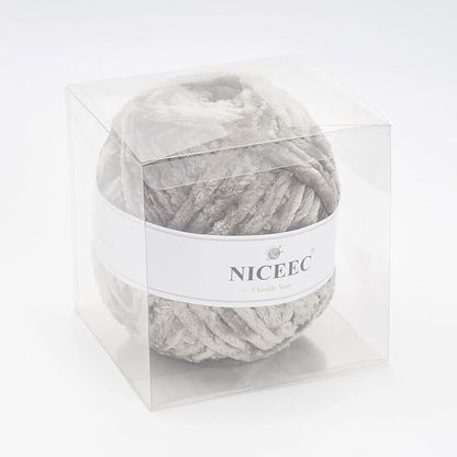 NICEEC 300g Soft Chenille Yarn Blanket Velvet Yarn for Knitting, Crochet, Weaving DIY Craft Total Length 150m (164yds)_Light Grey