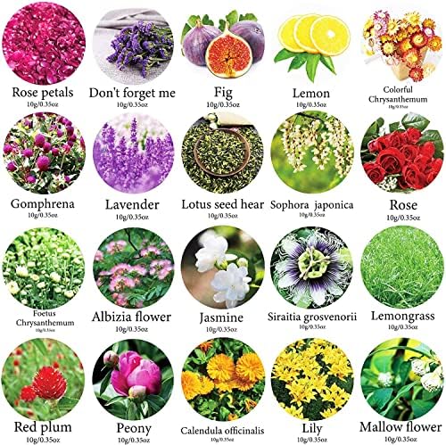 20 Bags Dried Flowers,100% Natural Dried Flowers Herbs Kit for Soap Making, DIY Candle Making,Bath - Include Rose Petals,Lavender,Don't Forget Me,Lilium,Jasmine,Rosebudsand More - Image 2