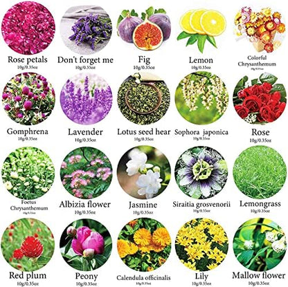 20 Bags Dried Flowers,100% Natural Dried Flowers Herbs Kit for Soap Making, DIY Candle Making,Bath - Include Rose Petals,Lavender,Don't Forget Me,Lilium,Jasmine,Rosebudsand More - Image 2