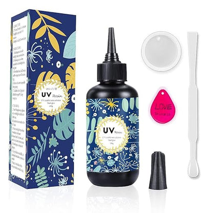 OSBANG Crystal Clear Hard UV Resin Upgraded Formula Ultraviolet Fast Curing for Jewelry Making Craft Decoration, Hard Transparent Glue Solar Cure Sunlight Activated Resin (100g)