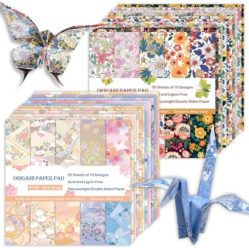 Origami Paper Kit 100 Sheets, 6x6 Inch Double Sided 40 Vivid Colored Paper by Bestartsuppliesforyou