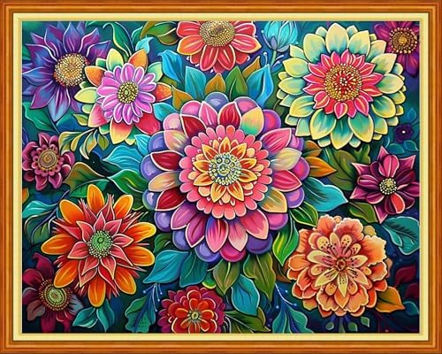 Joyhoor Cross Stitch Kits for Beginners Stamped Cross-Stitch Supplies Needlework preprint Embroidery Kits for Adults DIY Needlepoint Kits Embroidery Patterns 11CT-Magical Flowers 16x20 inchs by JoyhoorCrossStitchKits