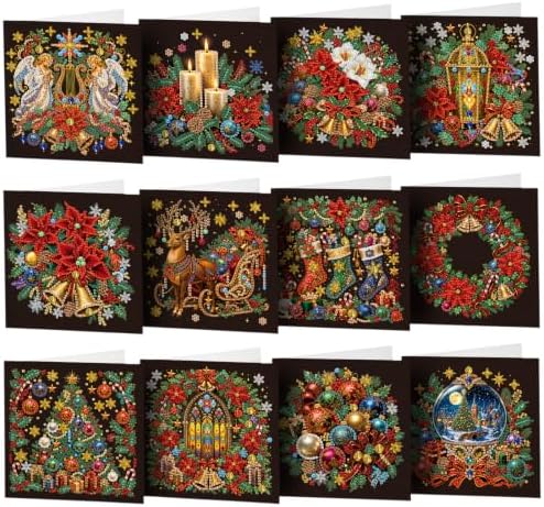 LAKEQUILL DIY Diamond Art Painting Greeting Kit, 12 Pieces, Creative Craft Set，Christmas by Unknown