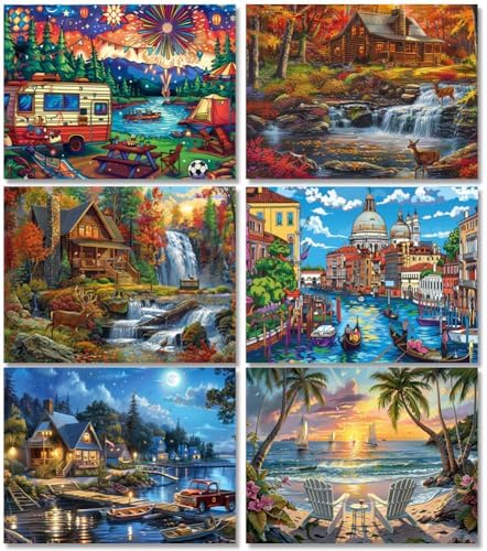 DOTSOPS 6 Pcs Landscape City Diamond Painting Kits Art Adults Painting Kits by DOTSOPS