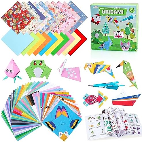 Origami Paper for Kids Crafts, 350 PCS Origami Paper Kit, Vivid 200 Cartoon Origami Objects+100 Solid Color Papers+50 Traditional Japanese Patterns with Instructions, Origami for Kids Adults Beginners by catnee