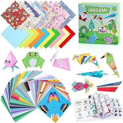 Origami Paper for Kids Crafts, 350 PCS Origami Paper Kit, Vivid 200 Cartoon Origami Objects+100 Solid Color Papers+50 Traditional Japanese Patterns with Instructions, Origami for Kids Adults Beginners by catnee