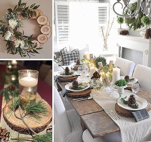 Unfinished Wood Slices for centerpieces 18 PCS 5.1-5.5 Inch,Round Wooden Discs with Tree Bark,Wood Cookies Circles for Crafts Christmas Ornaments,Wood Slice for Rustic Wedding Decoration - Image 2